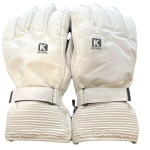 K Skiing White Black Winter Sports Gloves Skiing Wrist Knit Cuff